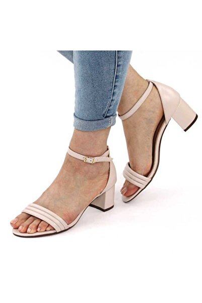 mm Elegant women's Sandals with a small and thick heel 980-13-BEIGE