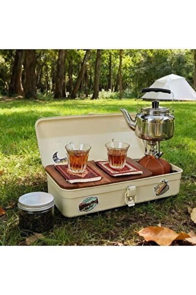 BlueFire Portable Camping Tea Set with Kettle, Gas Stove & 4 Cups – Metal Box...