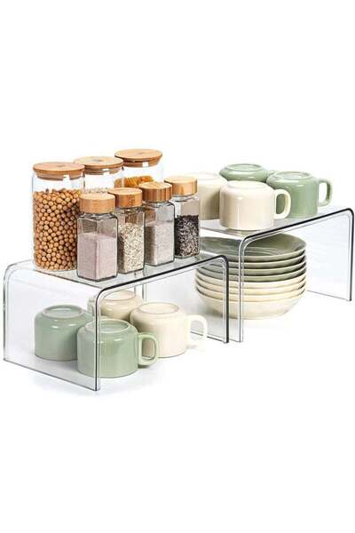 Arabest Clear Cabinet Organizer, Shelf Organizer Set of 2 for Kitchen Organiz...