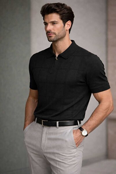 Castello ERKEK FERMUARLI POLO YAKA KISA KOLLU TRİKO T-Shirt
