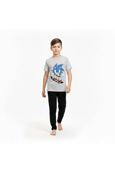 levanapajamas طقم بيجاما "سونيك" باللونين الرمادي والأسود