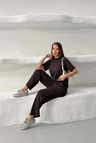 MyLoore Ženska smeđa Sa kamenim detaljima Modal tkanina donji i gornji dupli ...