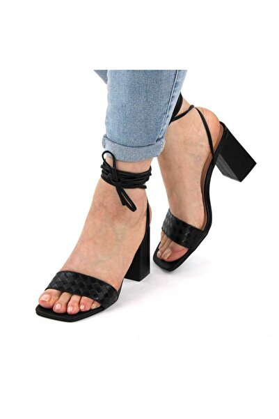 mm Women's Sandals , elegant, with laces and medium, thick and square heel NN...