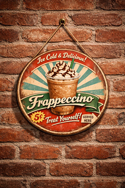 Mayeka Frappuccino Coffee Retro Ornament de pictură pe perete pentru ușă, pan...