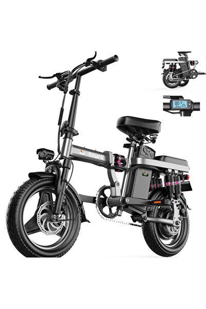 Tourii دراجة كهربائية قابلة للطي F12 - عجلات مقاس 14 بوصة، مدى يصل إلى 90 ميل...