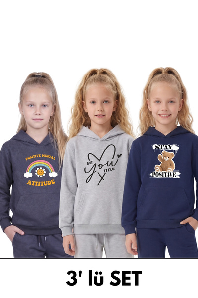 FYK COLLECTİON Φούτερ 3 τεμαχίων για κορίτσια 3-σε-1 με κουκούλα και Kangaroo...