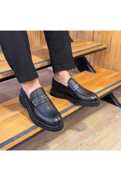 Parlak Hakiki Deri Fermuar Detaylı Casual Ayakkabı