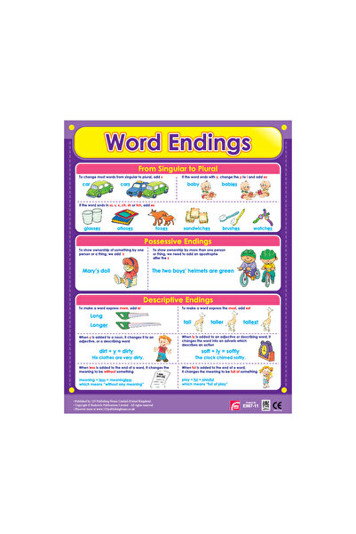 123Publishing House Word Endings - Wall Chart in English
