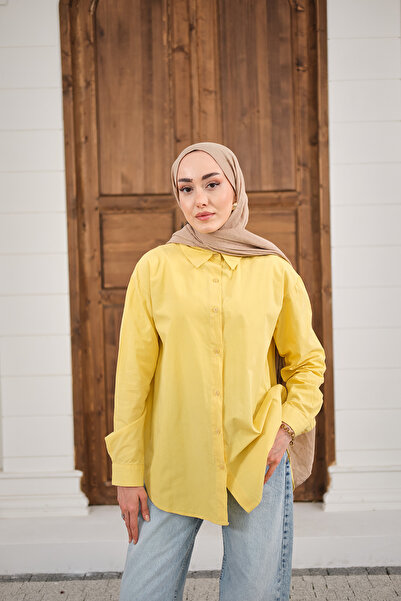 LOCCO Women's Plain Oversized Shirt Yellow