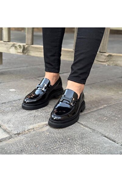 Parlak Hakiki Deri İthal Taban Tokalı Casual Ayakkabı