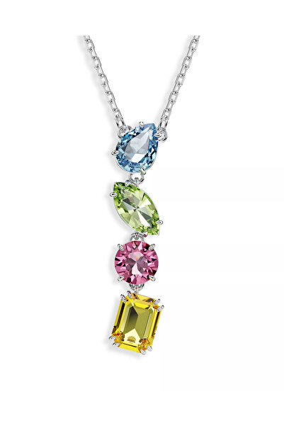 Swaroski Gema Y Pendant, Mixed Cuts, Multicolored, Rhodium Finished-5692421