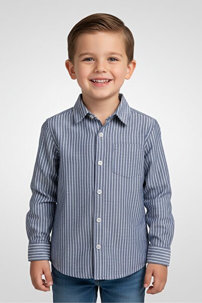 Nautica Toddlers Boy Jeans Stripe Long Sleeve Casual Shirt, Multicolor