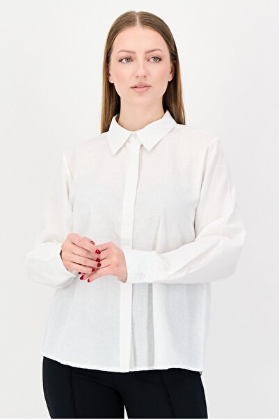 JASON WU Women Pointed Collar Long Sleeve Heather Blouse, White