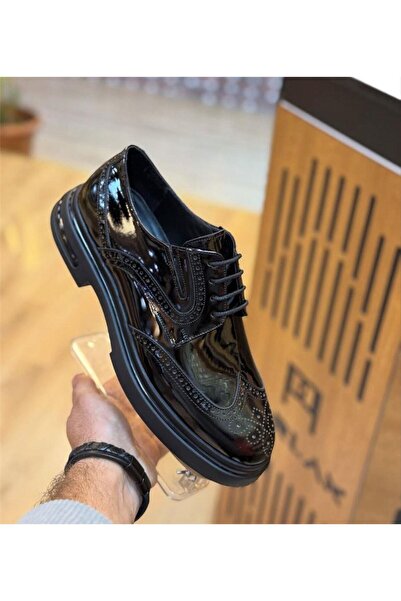 Parlak Hakiki Deri Bağcıklı İthal Taban Oxford Ayakkabı