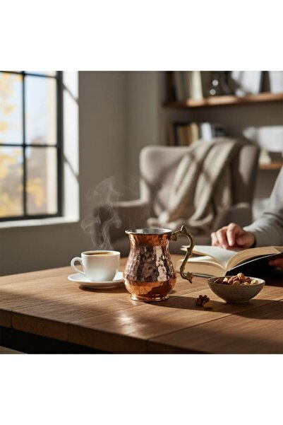 Yardımcı Bakır Since 1997 إبريق شاي ووعاء للحليب بقاعدة نحاسية