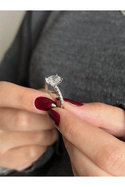 Kuyumcum 14 AYAR TAŞLI OVAL KESİM TEKTAŞ YÜZÜK