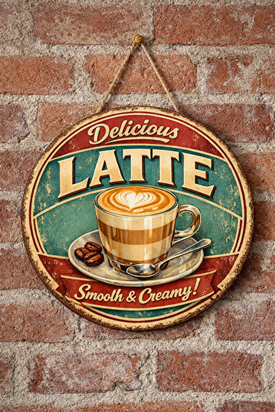 Mayeka Cafe Restoran İçin Latte Kahve Retro Duvar Kapı Tablo Süsü Ahşap Askıl...