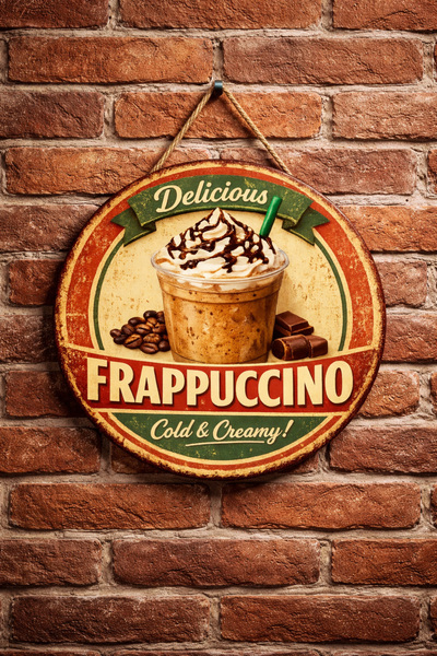 Mayeka Frappuccino Coffee Retro Ornament de pictură pe perete pentru cafenea,...