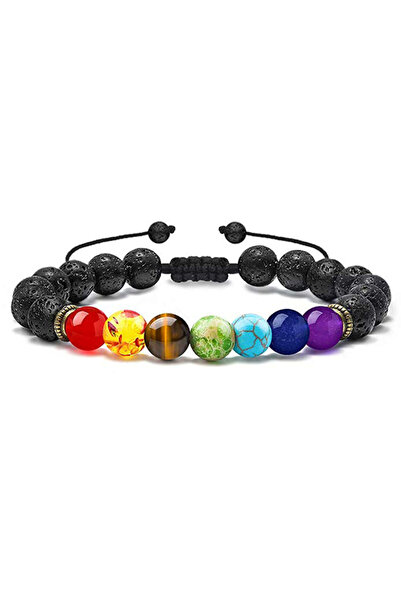 EFAYN.RO Energy bracelet, made of volcanic rock, 7Chakras, unisex, adjustable...
