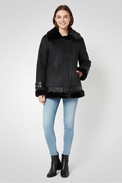 French Connection Women Solid Coat Jacket, Black