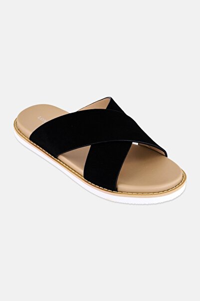 London Fog Men Slip On Cross Strap Arabic Sandal, Black