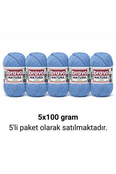 Bravo Natura Cotton Blue 603 Pamuk Pređa 100gr 200m Pređa za pletenje Amiguru...