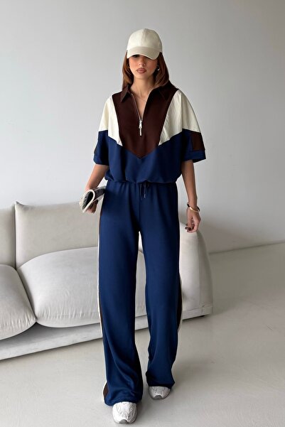 BEJNA Kadın Paraşüt Kumaş Detaylı Fermuarlı Eşofman Takım