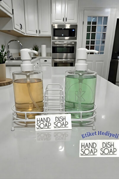 Kitchera Home Set of 2 Glass Liquid Soap Dispensers with Metal Stands Decorat...
