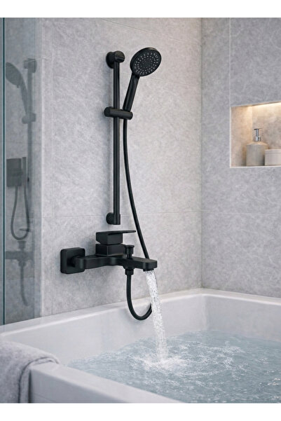 WSN BRAND خلاط دش مربع ساخن و بارد مصنوع من سبائك الزنك مضاد للصدأ اللون اسود