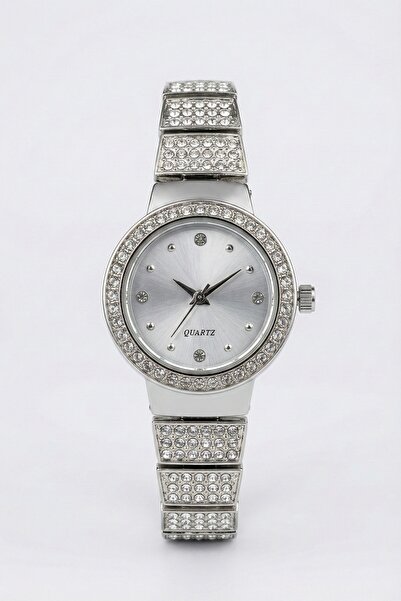 InStyle Stoned Cord Round Silver Women Wrist Watch