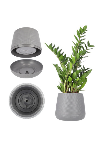 KADAX Ghiveci cu suport pentru flori 23 cm, capac din plută, gri