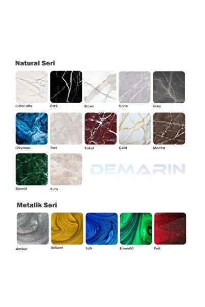 Demarin Solventsiz - Kokusuz Sıvı Mermer, Liquid Marble (tezgah, Zemin Boyası) NATURAL SERİ