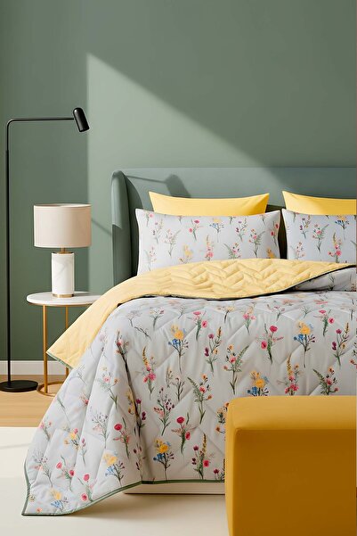 Begonvil Pamuklu Çift Kişilik Kapitone Pike & Yatak Örtüsü