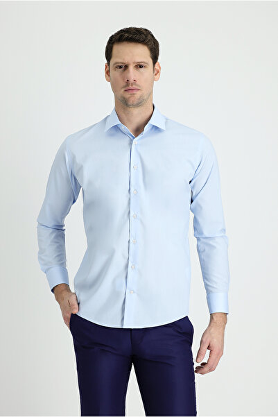 Kiğılı قميص قطني كلاسيكي بأكمام طويلة وقصة ضيقة غير حديدية