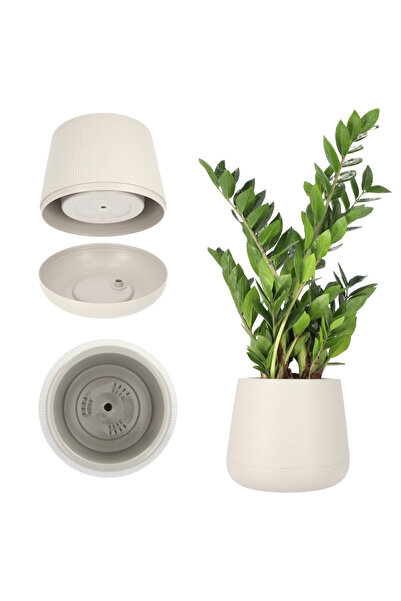 KADAX Ghiveci cu suport pentru flori 23 cm, capac de plută bej