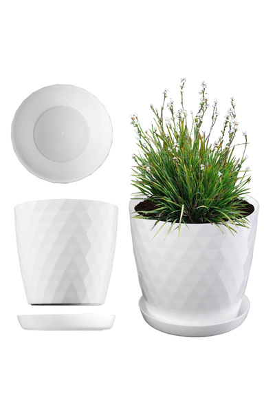 KADAX Ghiveci de flori din plastic cu suport, capac pentru ghiveci, 30 cm, alb