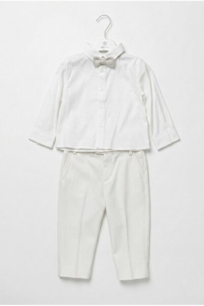 Abel & Lula Mayoral Abel&Lula Baby Boy Shirt, Pants and Bow Tie Set Cream