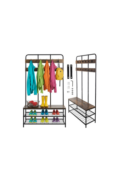 Ruhhy Raft pentru depozitarea pantofilor, cuier pentru haine, 186x40x100 cm, ...