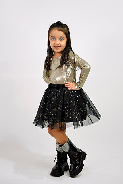 DUCA KIDS Body cu mâneci lungi strălucitoare și fustă Tutu Star cu imprimeu S...