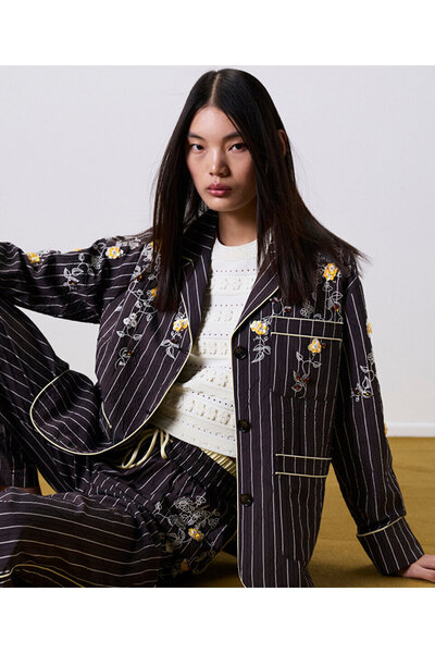 Twist ÇİZGİ DESEN NAKIŞLI BLAZER