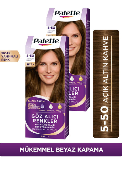 Palette Göz Alıcı Renkler Saç Boyası 5-50 Açık Altın Kahve 50 ml x 2 Adet