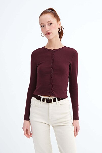 Addax Buttoned Long Sleeve Cardigan H12302