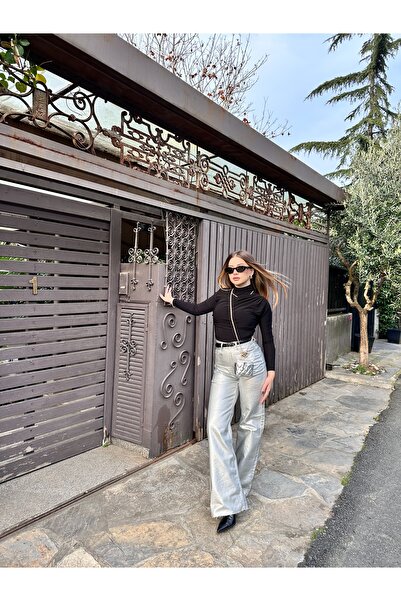 Butik Altın rengi wide leg pantolon