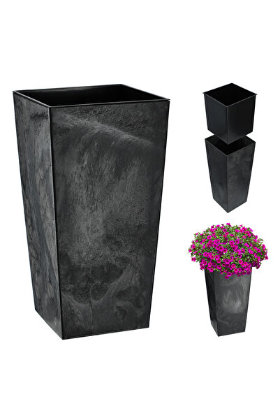 KADAX Ghiveci de grădină cu inserție pentru flori, mare, înalt, negru, 34x68cm