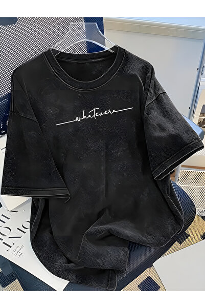 EFFRENATU Unisex Yazı Baskılı T-Shirt – Yuvarlak Yaka, Kısa Kollu, Günlük