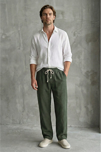 Sizce Moda Muške Lan muslinske pantalone, udobne, široke Lagan letnje ležerne...