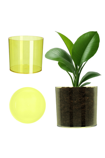 KADAX Ghiveci rotund din plastic, 14 cm, galben