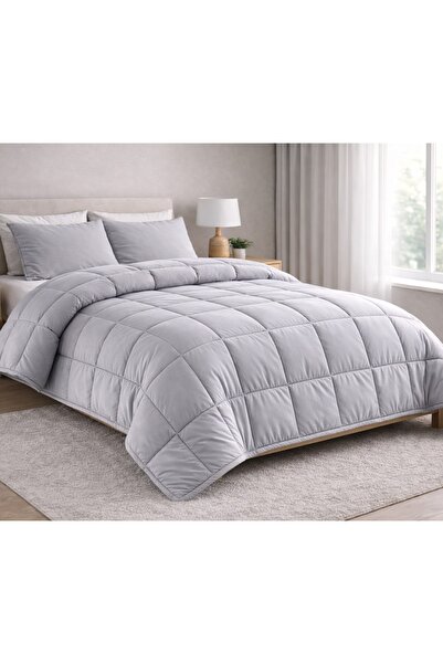 Özdilek Ranforce Pamuk Kumaş Çift Kişilik Silikon Yorgan-Silver Gri