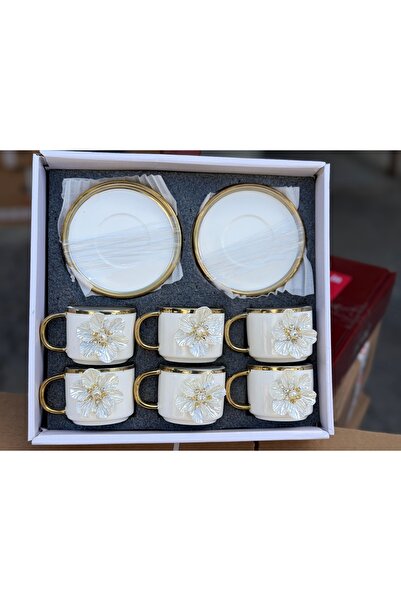 Hediye Köşkü Çiçekli Lüks Porselen Kahve Takımı