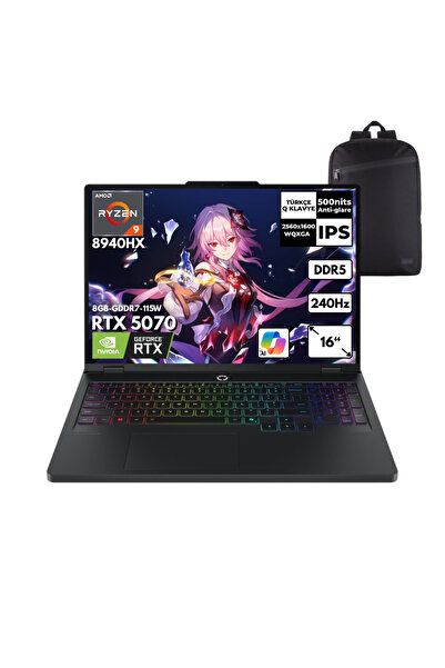 LENOVO Legion Pro 5 16ADR10 R9-8940HX 32GB 1 TB RTX5070 16" Win 10 Home +S.Ça...